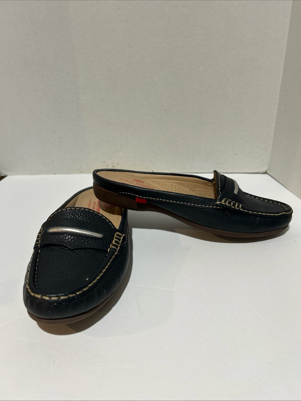 Marc Joseph navy blue Leather Loafers with tan insole. - Picture 7 of 7